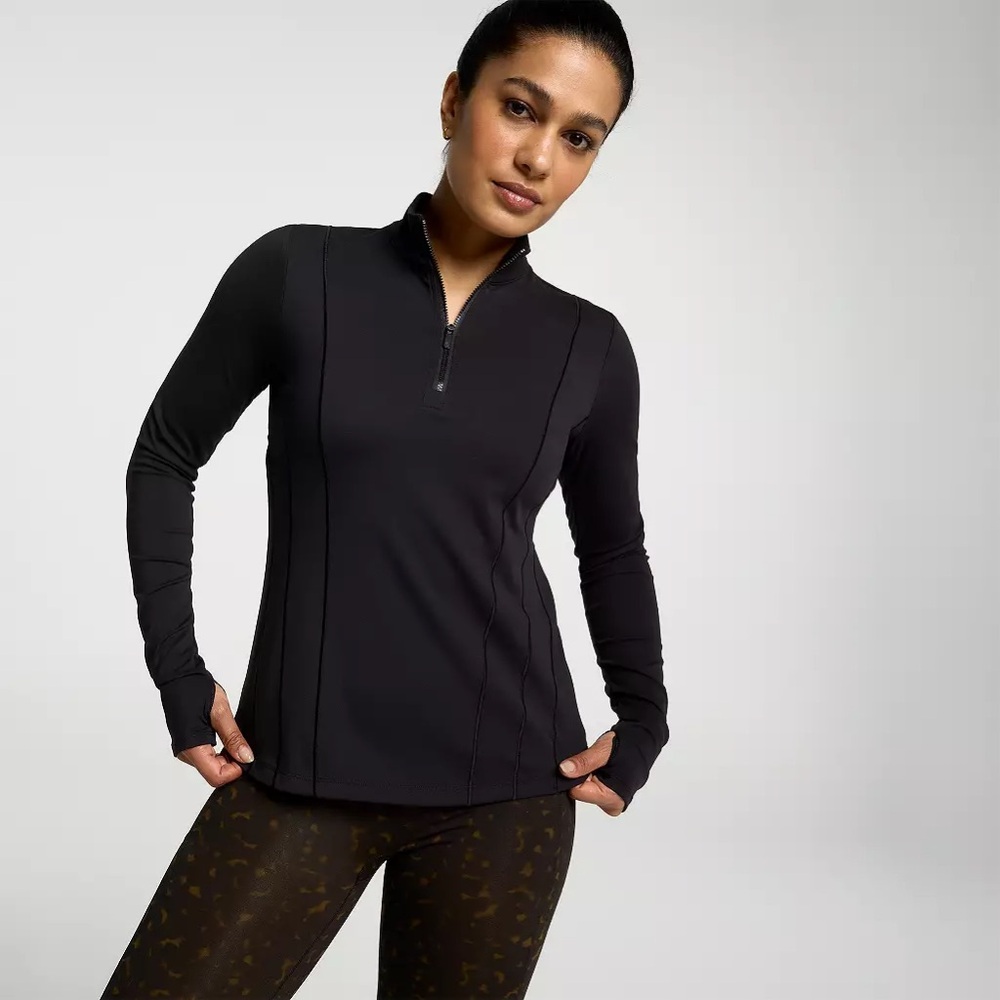 Calia Black Seamless 1/4 Zip Pullover Top Size XL
